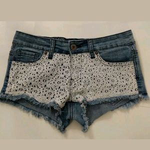 Love Culture Jeans Cutoff Shorts with Lace Front. 